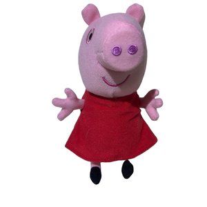 Peppa Pig 2003 Jazwares 9” Plush Stuffed Animal Toy Pink Red Smiling‎